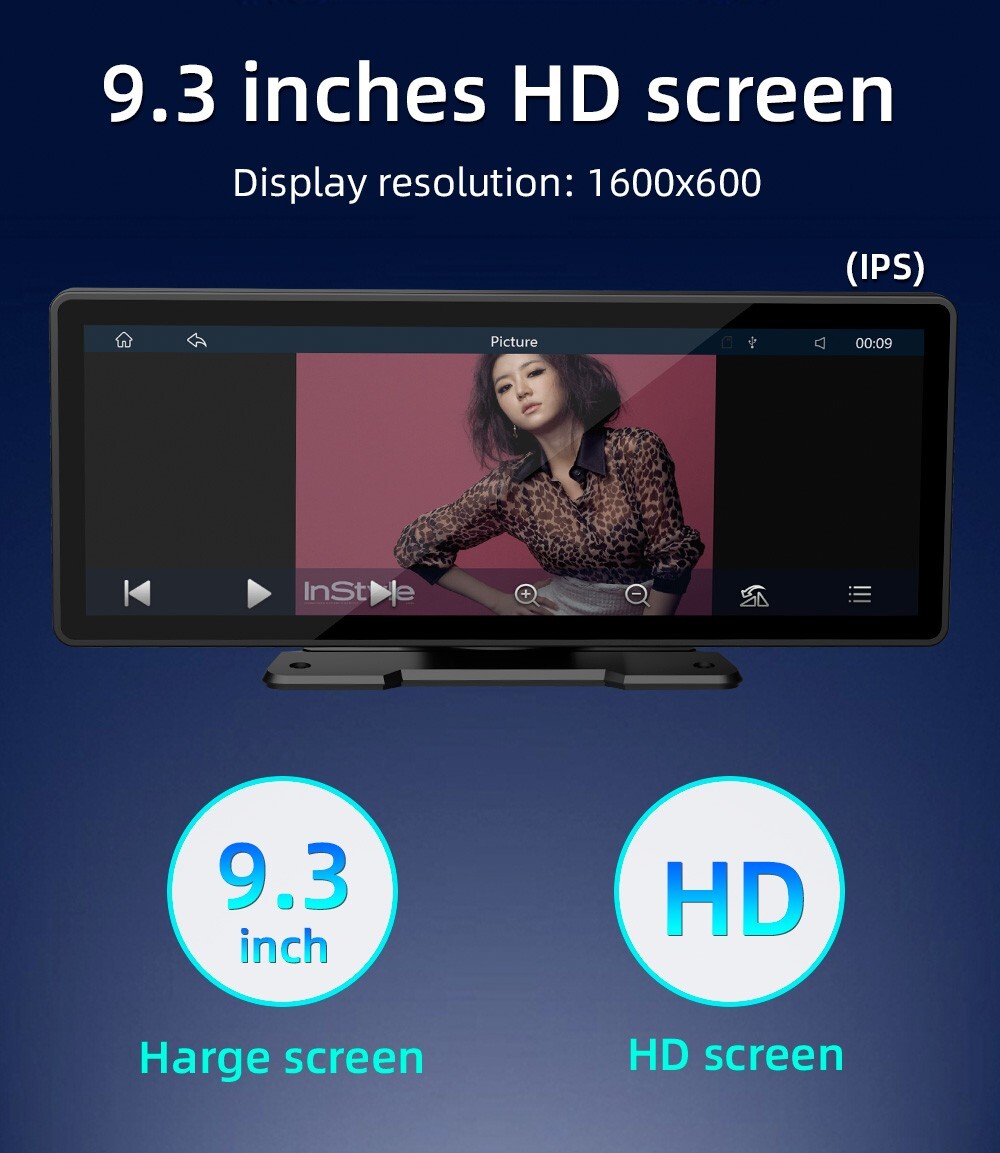 9.3inch Car MP5 Player Wired Wireless CarPlay Mirror Link With 4LED Rear Camera