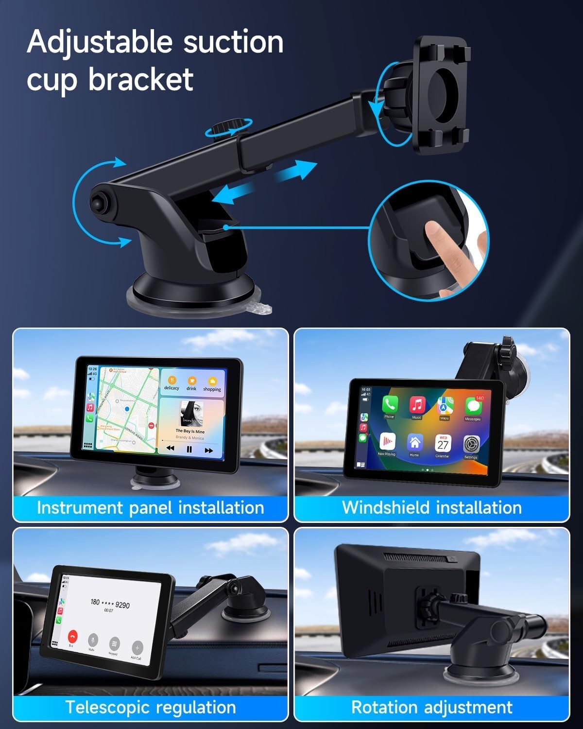 Portable Carplay and Android Auto w/ Bluetooth or Wired Connection
