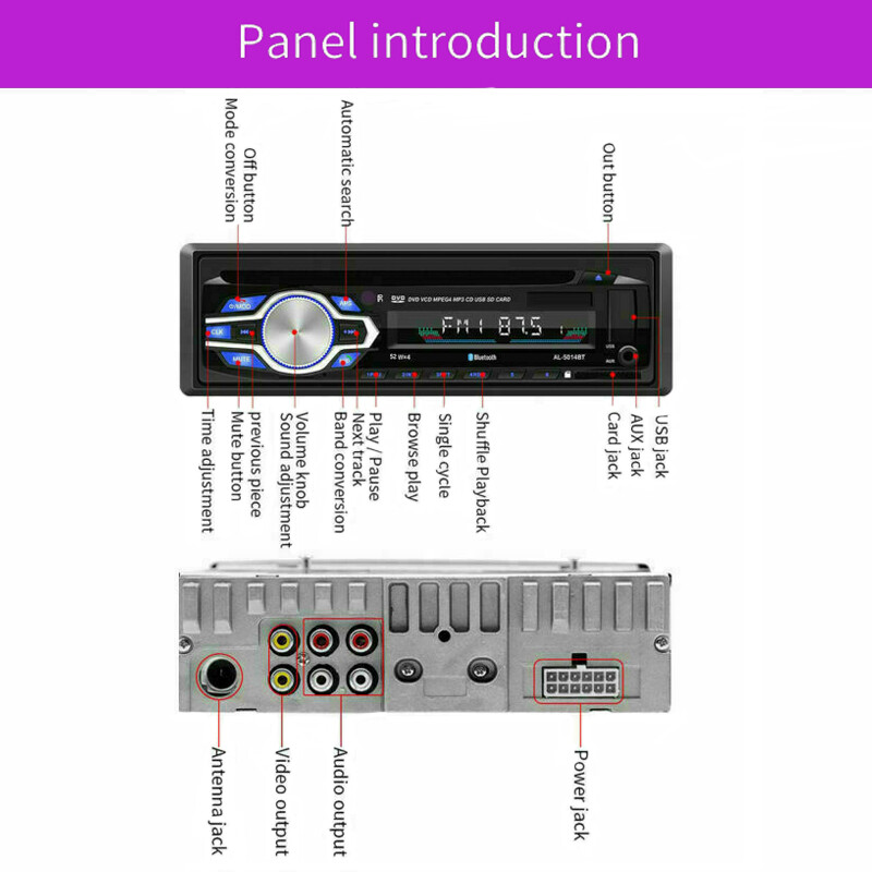 1 DIN Car Radio Stereo Bluetooth DVD/CD Player MP3 USB SD FM In-Dash LCD Display