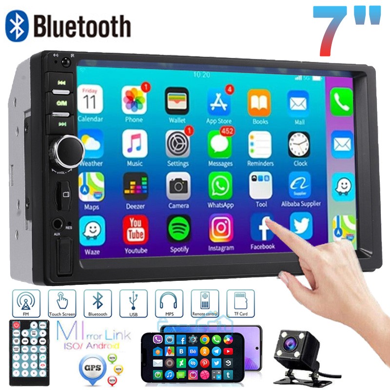 7″ Radio Estereo De Pantalla Para Coche Carro GPS Tactil Doble Din Bluetooth NEW