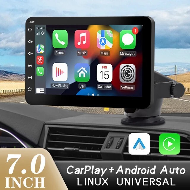 7 inch Car Radio Stereo Player Portable Apple CarPlay Android Auto Play MP5 FM