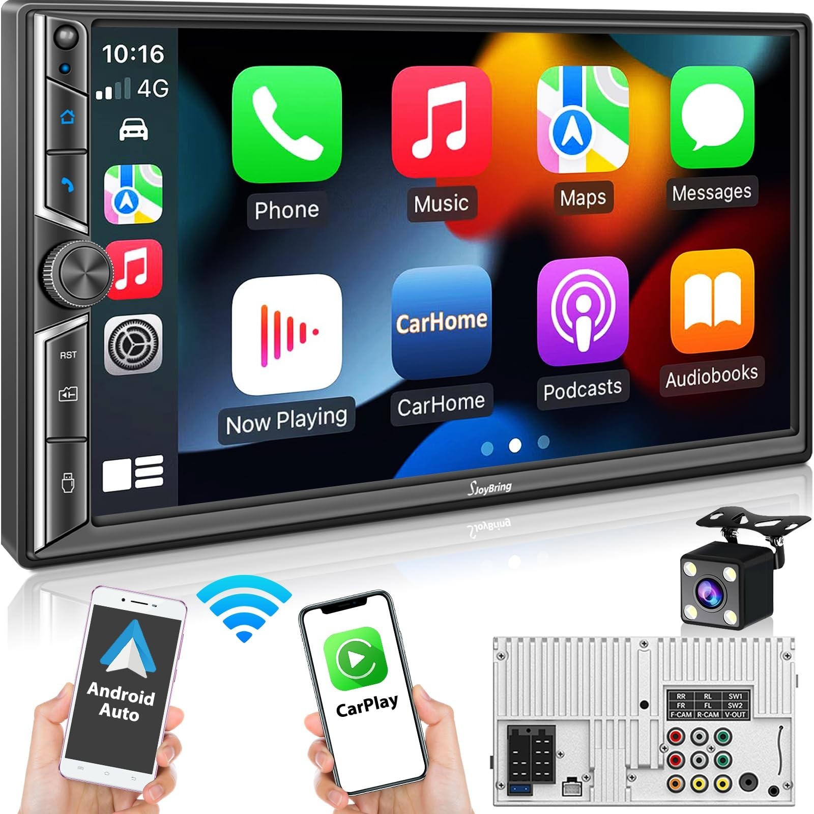 7″ Double Din Car Stereo – Wireless Apple CarPlay, Android Auto, Bluetooth 5.3,