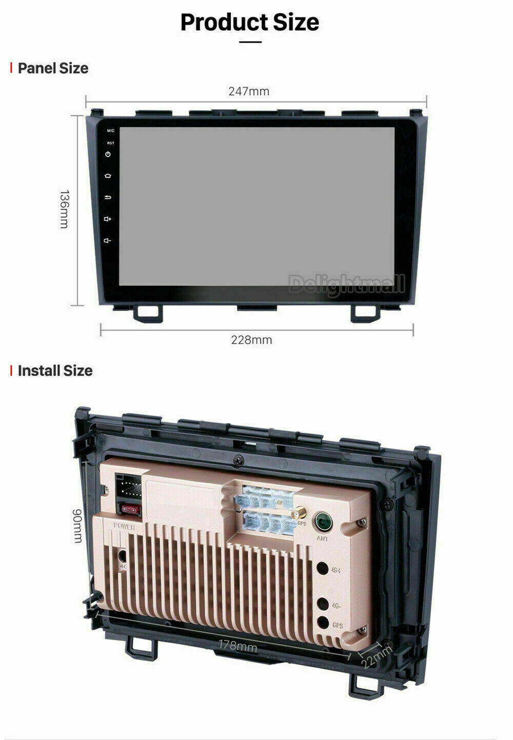 For 2008 – 2011 Honda CRV 9” Touch Screen Android 11 Car Radio Player GPS Wifi