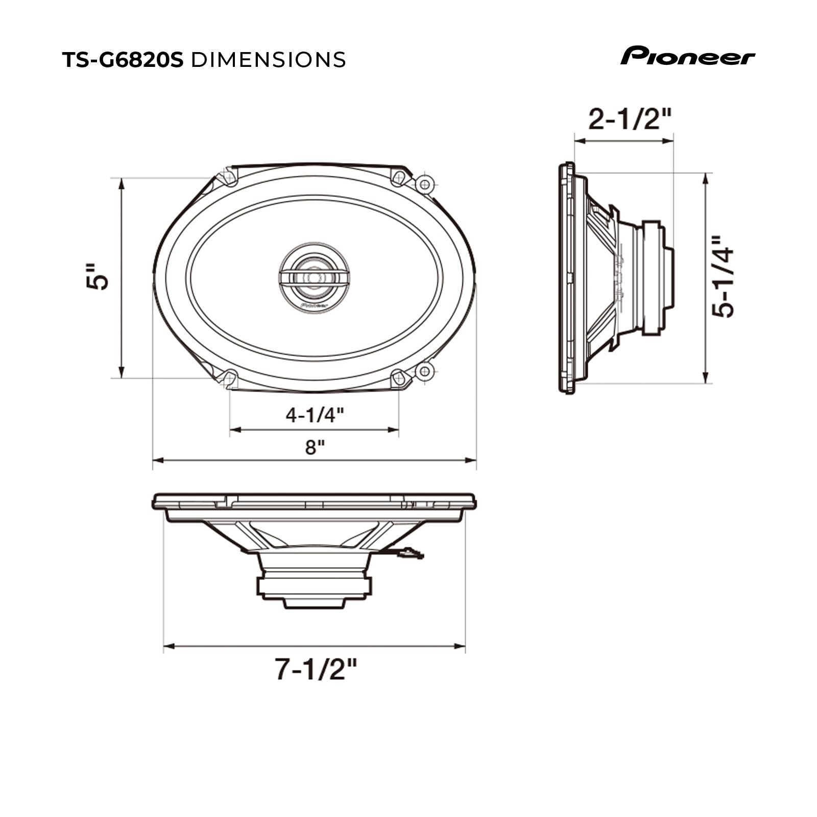G-Series TS-G6820S 6” x 8” 2-Way Speakers (Pair) – 250W Max, Balanced Sound +…