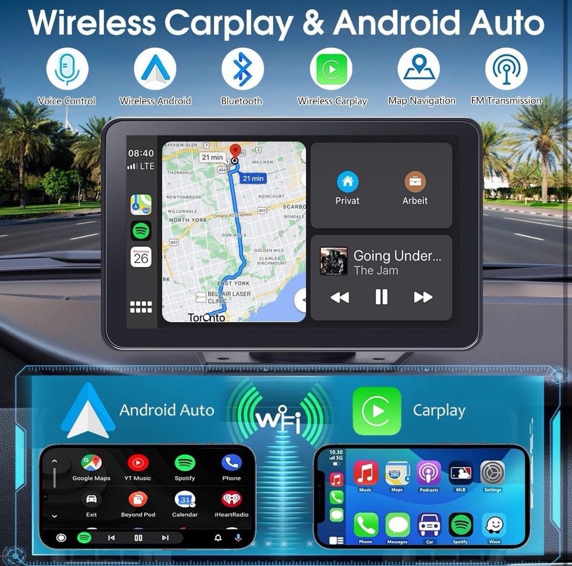 2025 Enhanced Carplay Screen for Car – 7″ HD Portable Carplay & Android Auto …