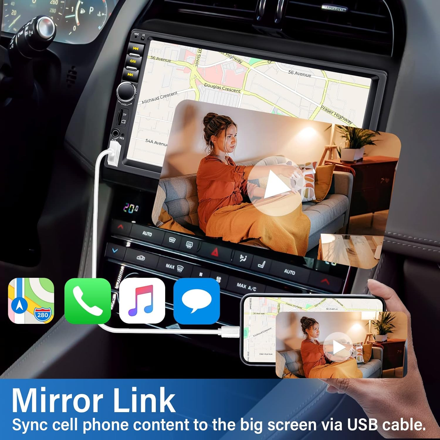 Double Din Car Stereo with Backup Camera Microphone, 7′ Touchscreen 2 Din Radio,