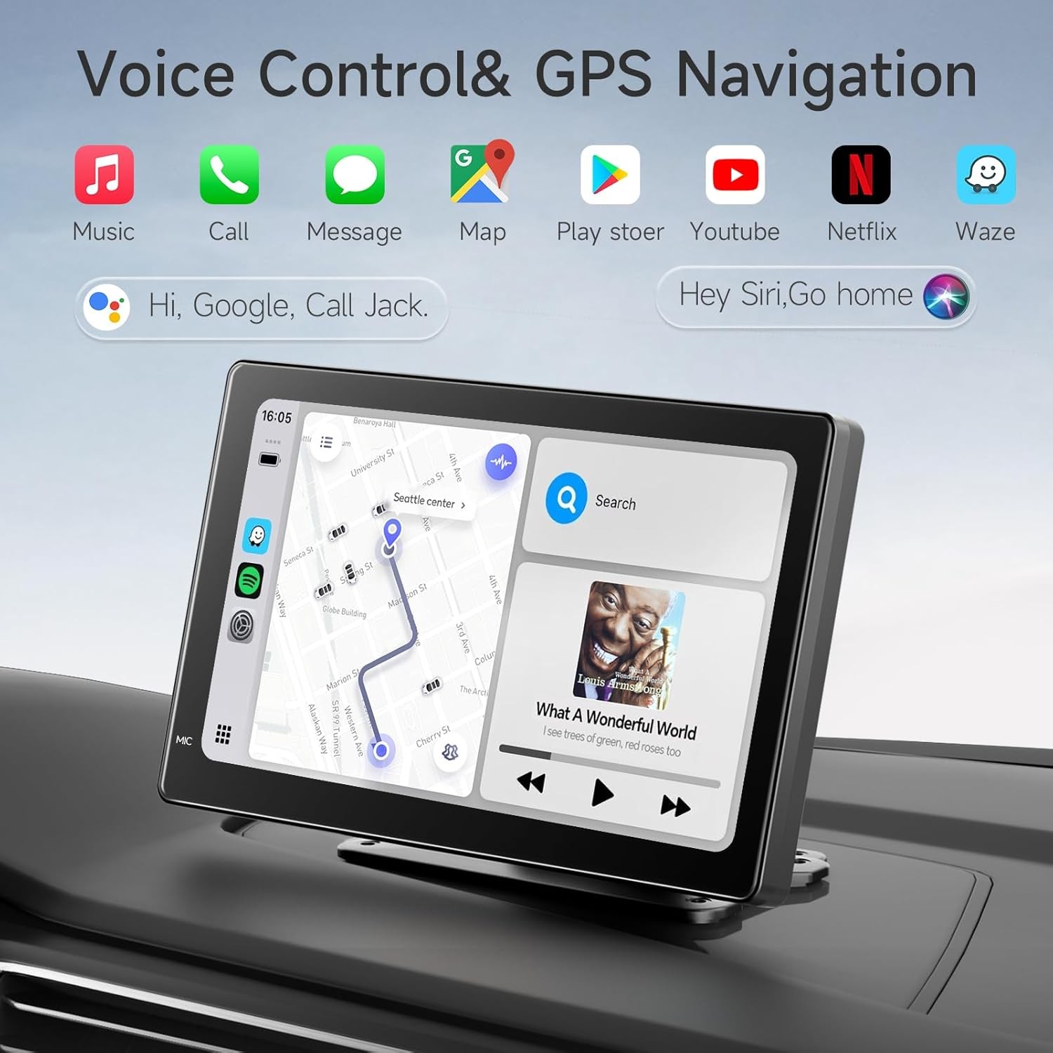 7 Inch Portable Carplay Screen for Car,Car Stereo Wireless Carplay & Android Aut