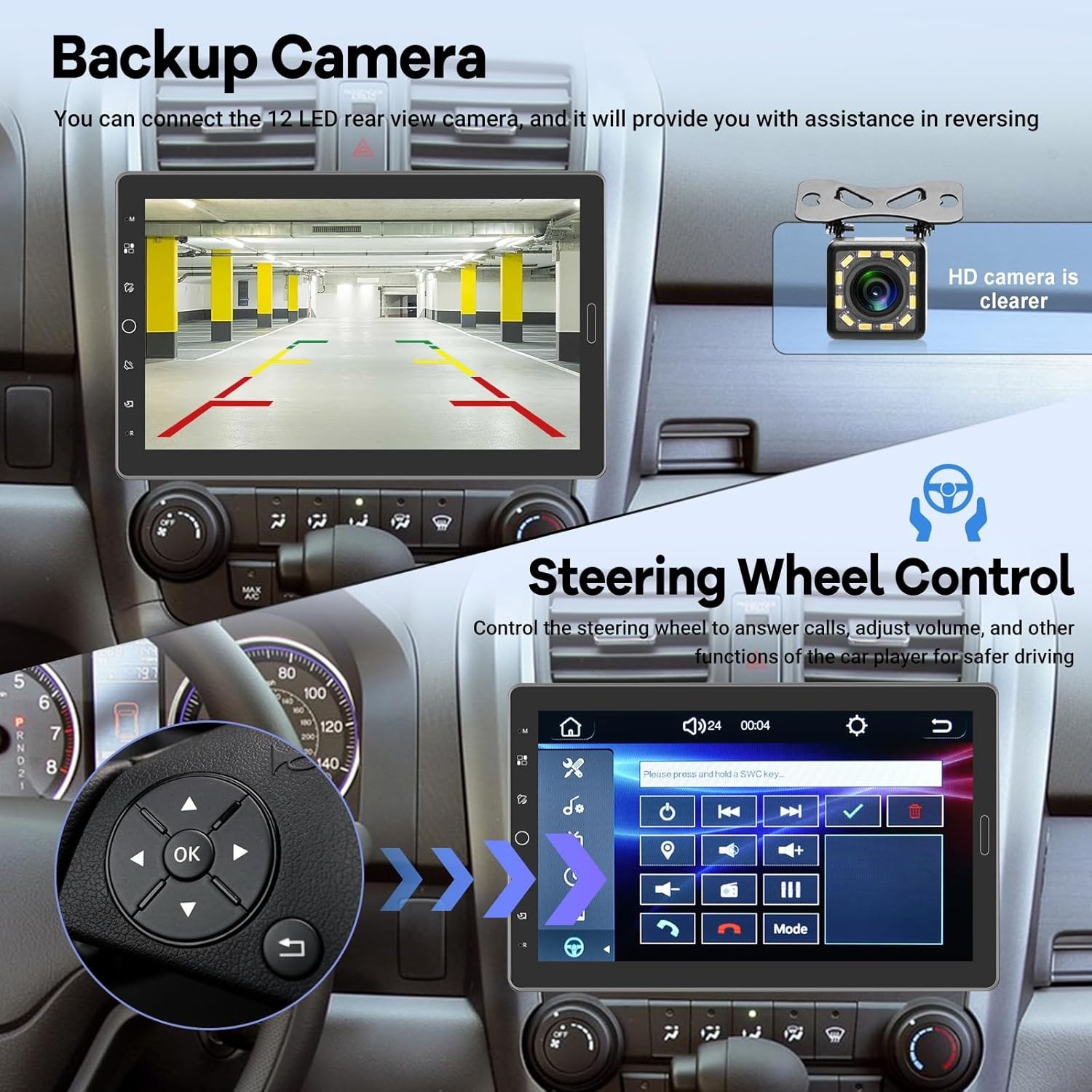 Multi-Function 10.1″ Car Stereo: CarPlay, Android Auto & Steering Wheel Control