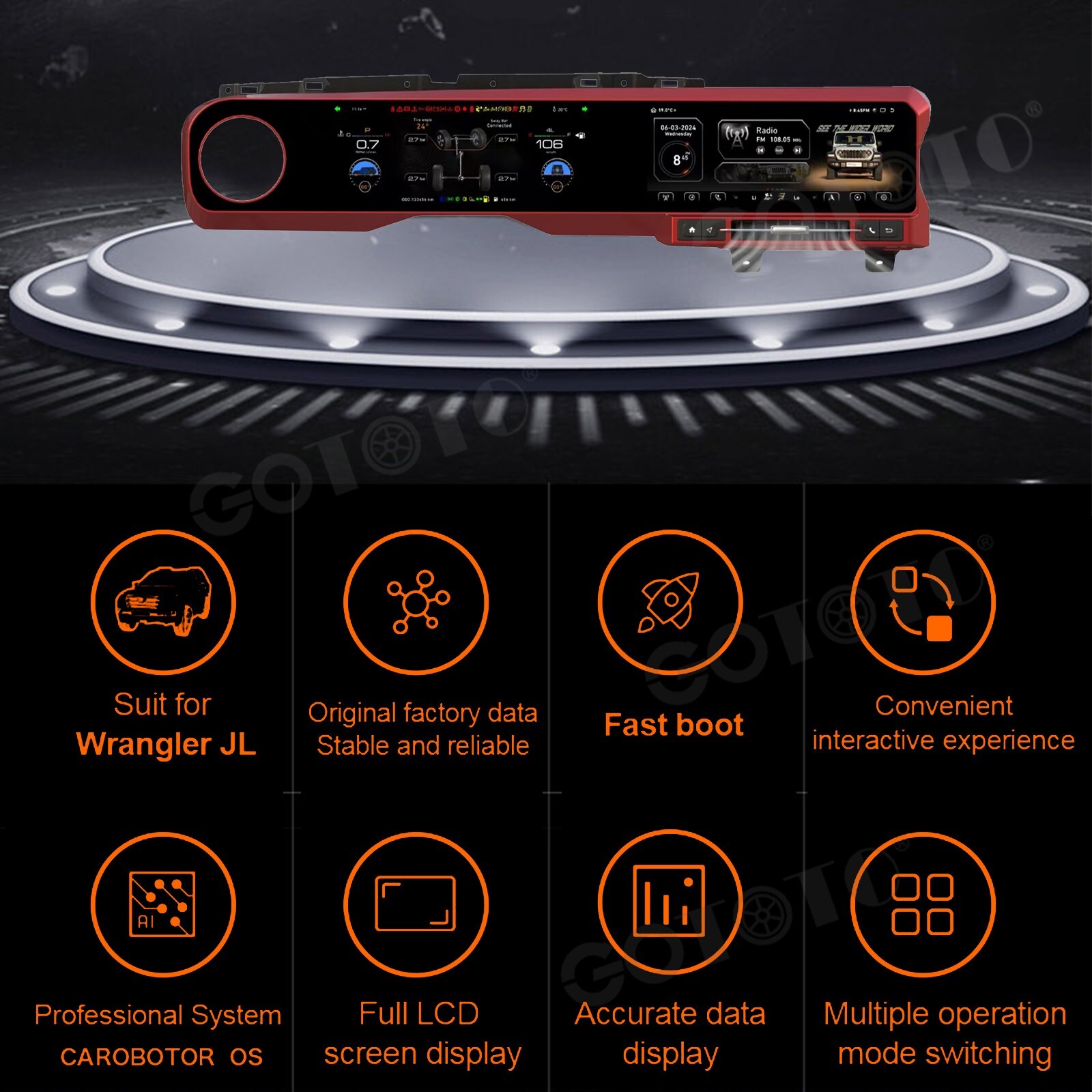 Dual Screen Car Radio for Jeep Wrangler JL Gladiator 2018-2023 Stereo Upgrade